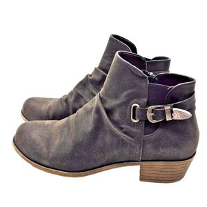 Dominique Nicole Ankle Boots Booties Buckle & Zip Block Heel Brown Women's 9W